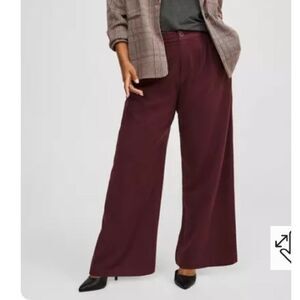 Women's Burgundy Wide-Leg Pants